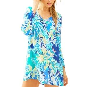 Lilly Pulitzer Lantana Beach Tunic Wade And Sea Print Size Small V Neck